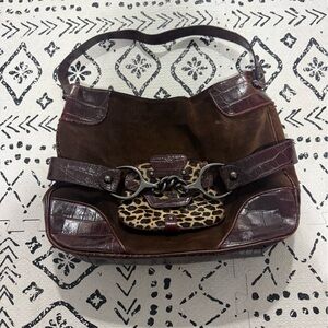 Maxx New York Brown and Leopard Shoulder Bag